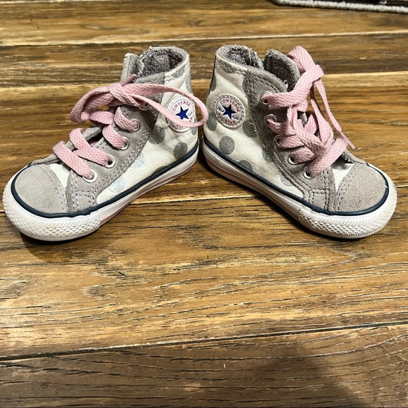 Converse Gray and Silver Glitter Polka Dot Hi Tops - Picture 4 of 7